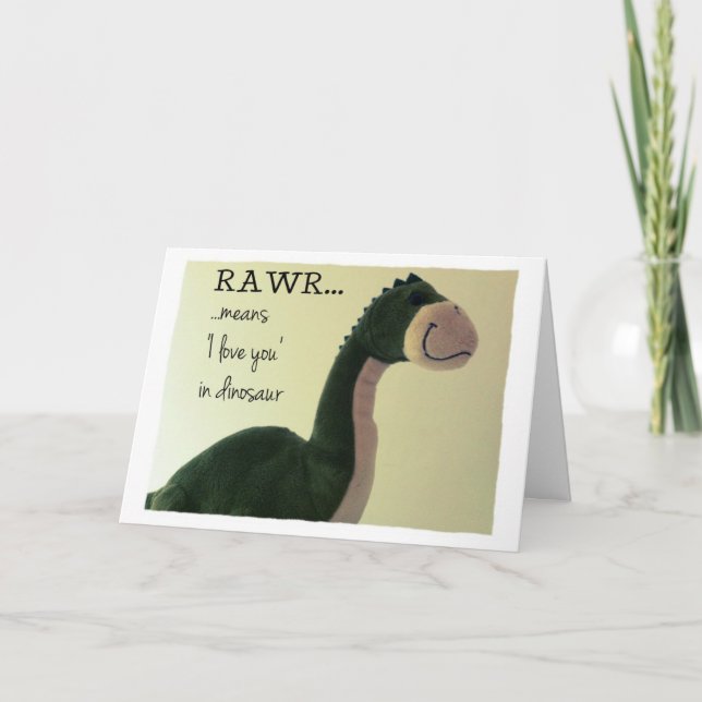 Cartão Dinossauro Card Rawr significa 'Eu te amo' em dino (Frente)