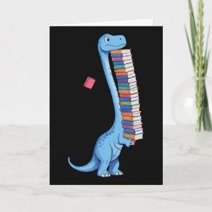 Cartão Dinossauro Carregando Livro Lendo Dino 