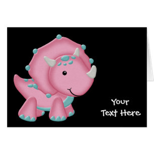 Cartão Dinossauro cor-de-rosa (customizável)