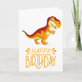 Cartão Dinossauro de Aniversário Dourado