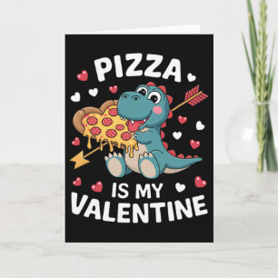 Cartão Dinossauro Fofo Segurando Pizza Para Um Tema Diver