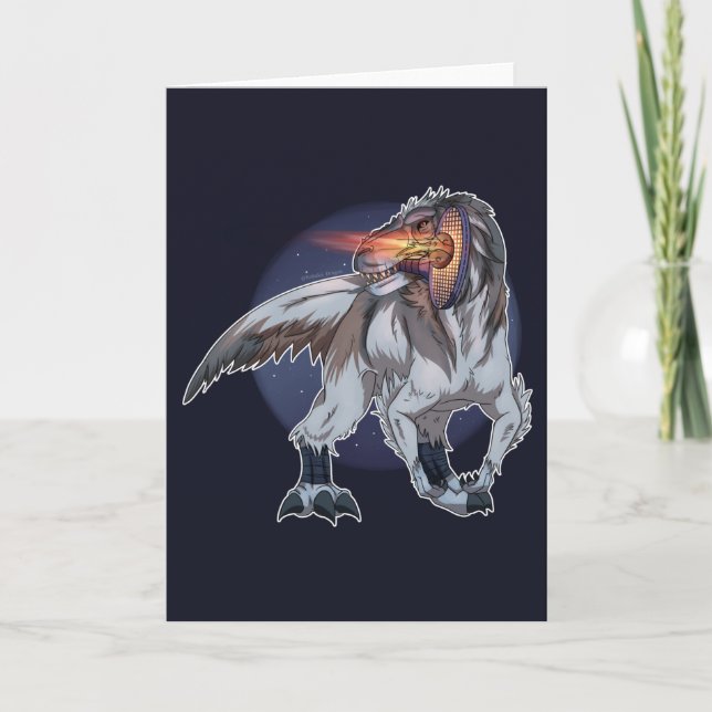 Cartão Dinossauro Jogando Tênis (Frente)