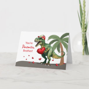 Cartão Dinossauro Namorados Irmão com Chapéu e Corações