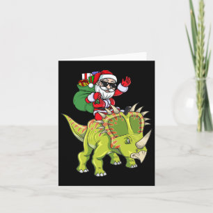 Cartão Dinossauro Natal Papai Noel Triceratops Garotas