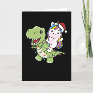 Cartão Dinossauro Natal Unicórnio Inverno T-Rex Dino