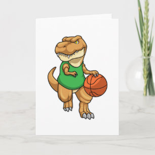 Cartão Dinossauro nos Esportes com Basquetebol