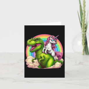 Cartão Dinossauro T-rex Andando Unicórnio Com Fantasia Ar