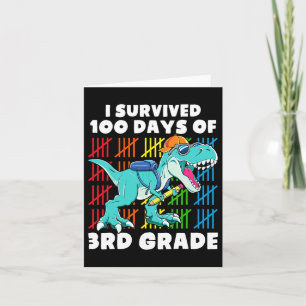 Cartão Dinossauro T Rex I Sobreviveu A 100 Dias Da Escola