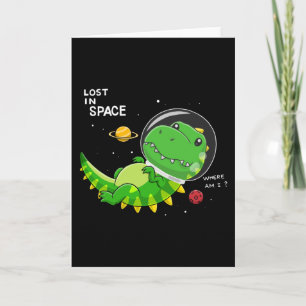 Cartão Dinossauros astronauta
