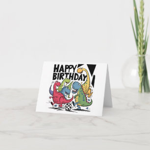 Cartão Dinossauros Engraçados Jogando Cartaz De Aniversár