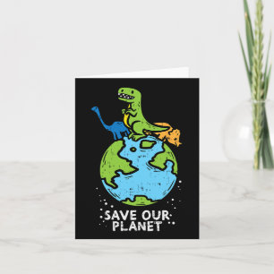 Cartão Dinossauros Salvem Nosso Planeta Meninos do Dia da