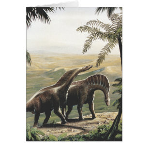 Cartão Dinossauros Vintage, Amargasaurus com Palmeiras