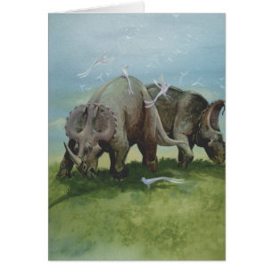 Cartão Dinossauros Vintage, Centrosaurus Pastando em Prad