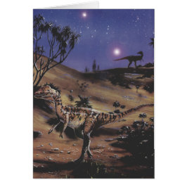 Cartão Dinossauros Vintage, Dilophosaurus em uma Noite Es