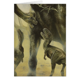 Cartão Dinossauros Vintage, Torvosaurus e Brachiosaurus