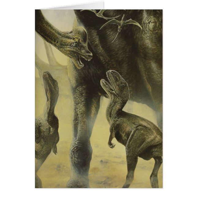 Cartão Dinossauros Vintage, Torvosaurus e Brachiosaurus (Frente)
