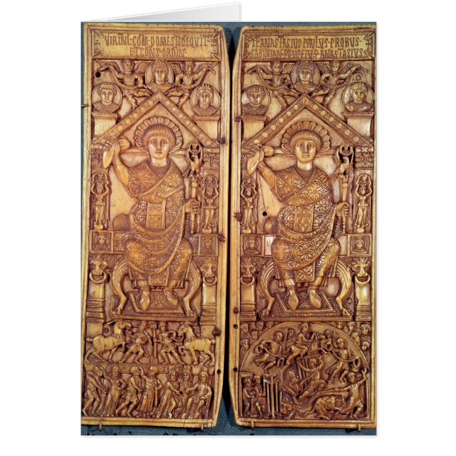 Cartão Diptych consular Anastasius cinzelado (Frente)