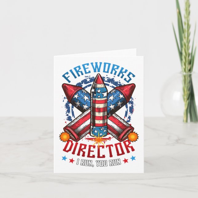 Cartão Diretor Do Fireworks Eu Lhe Lanço Em 4 De Julho. (Frente)