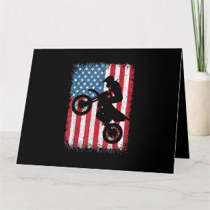 Cartão Dirt Bike American Flag Motocross Biker Men