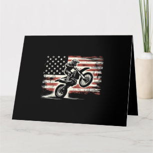 Cartão Dirt Bike American Flag Motocross Biker Vintage EU