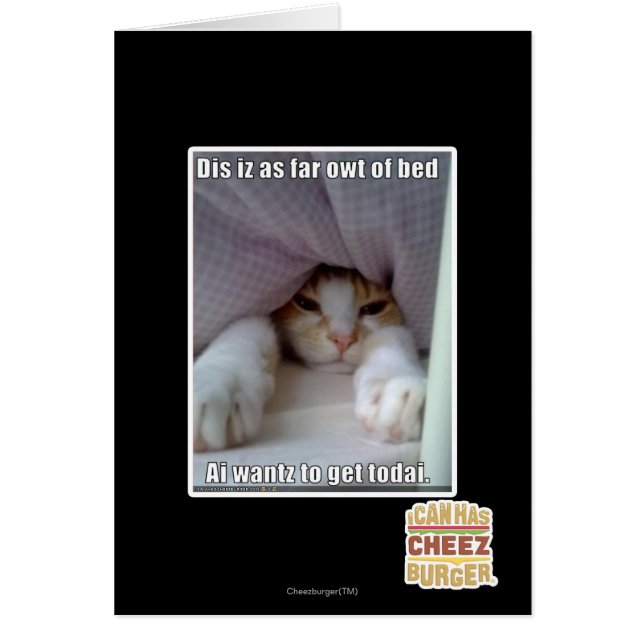 Cartão Dis iz tão longe da cama. (Frente)