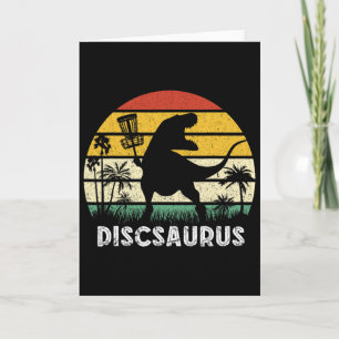 Cartão Disco Golfe Dinossauro Retro Jogador de Disco Golf