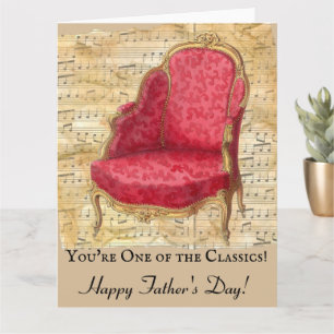 Cartão Distressed Sheet Music Victorian Chair Fathers Day