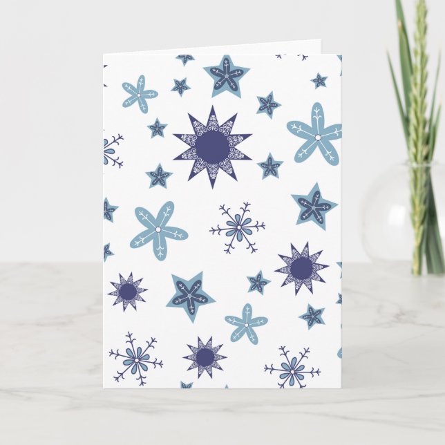 Cartão Ditsy Snowflake pattern backgrounds textures (Frente)