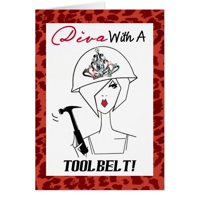 Cartão Diva Com Cinto De Ferramenta / Vestindo Stilettos! (Frente)