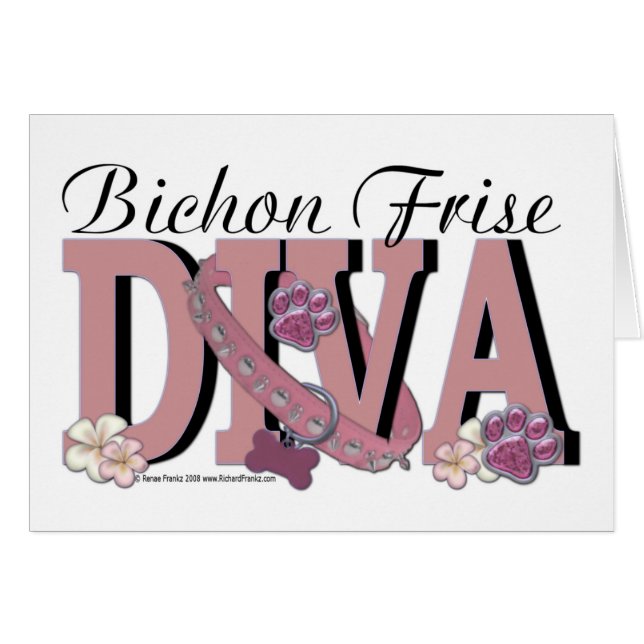 Cartão DIVA de Bichon Frise (Frente Horizontal)