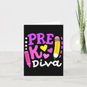 Cartão diva do pré-k engraçado bem-vindo de volta à escol
