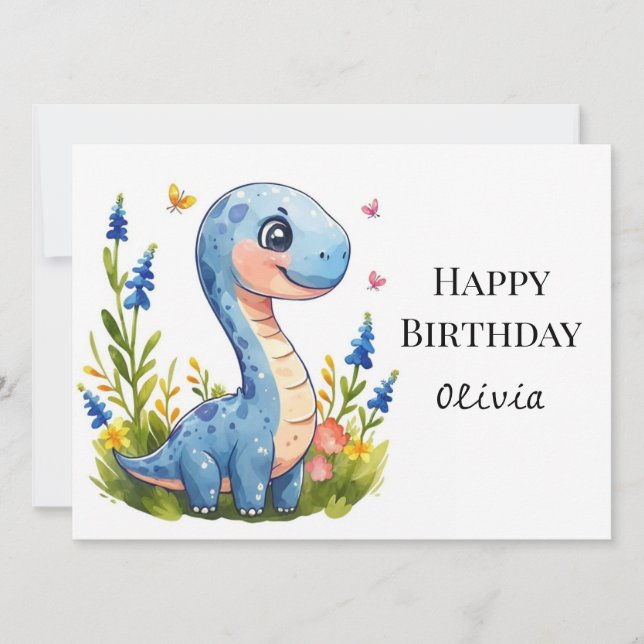 Cartão Diversão Boho Dino Birthday (Frente)
