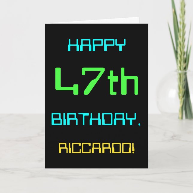 Cartão Diversão Computação Digital Tema de 47º Aniversári (Frente)