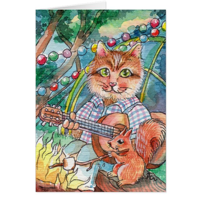 Cartão Diversão de acampamento (Frente)