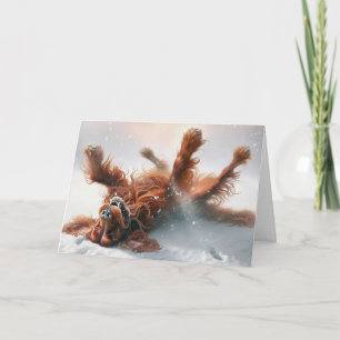 Cartão Diversão de Natal do Setter Irlandês