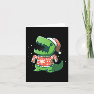 Cartão Diversão de Natal T-Rex Dinossauro Ugly saurus