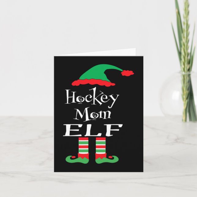 Cartão Diversão do Hockey Mãe Elf Xmas Família Matam Mulh (Frente)