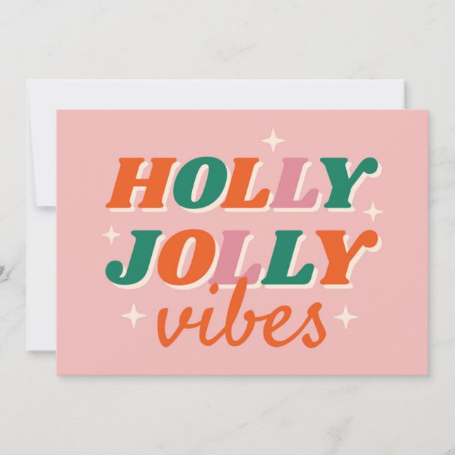 Cartão Diversão Holly Jolly Vibes Design de Natal (Frente)