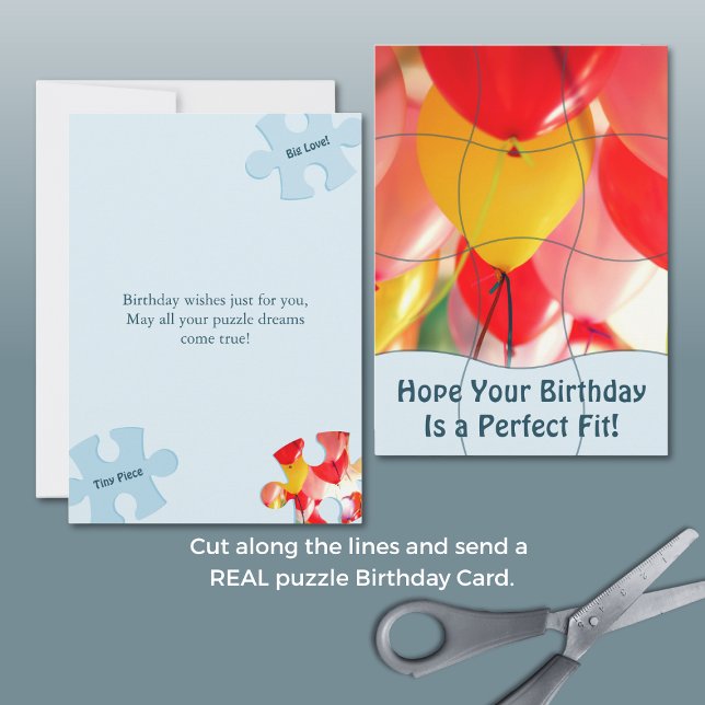 Cartão Diversão Jigsaw Puzzle "Mock" 12 peças Personaliza (Fun Jigsaw Puzzle "Mock" 12pc Custom Photo B'day Card, Portrait, Flat, 5x7 Inch, Scissors Cut)