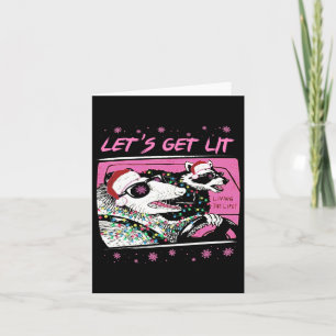 Cartão Diversão Possum Raccoon Deixa Trash Street Pink Ch