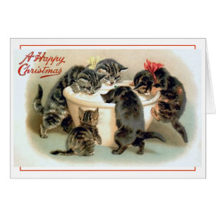 Cartão Diversão Vintage Kitten