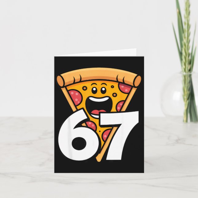Cartão Divertido 67 Meme Seis Sete Humor Comida Zza (Frente)