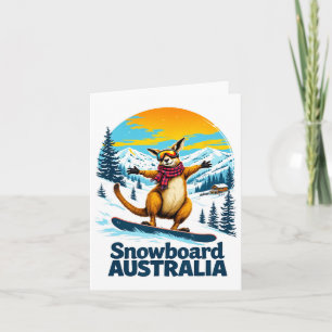 Cartão Divertido Adorando Kangaroo Snowboard Na Austrália