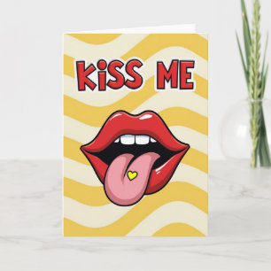 Cartão Divertido de Pop Art Beije Meus Lábios