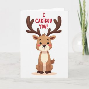 Cartão Divertido do Caribu que se Importa com Você