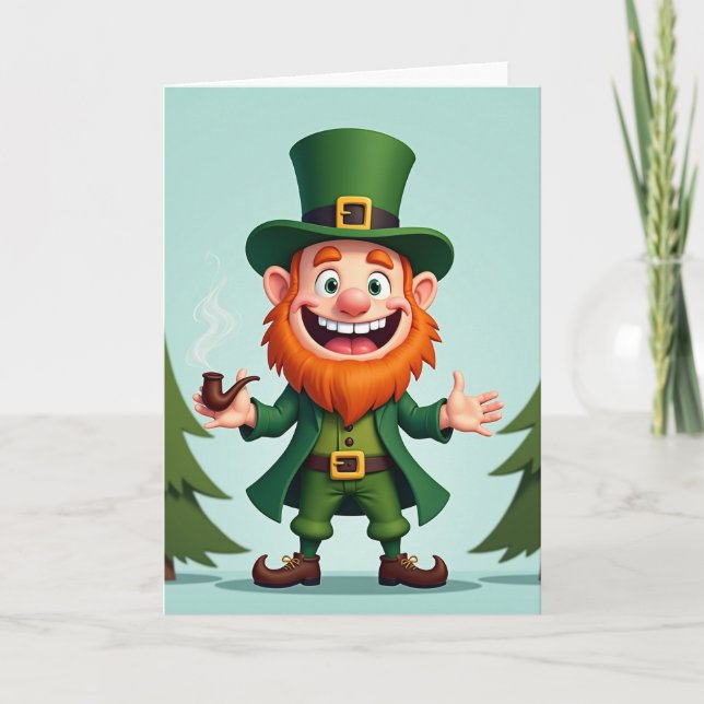 Cartão Divertido do Leprechaun Feliz (Frente)
