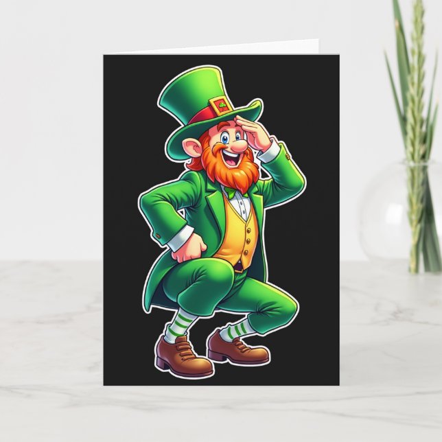 Cartão Divertido do Leprechaun Listrado (Frente)