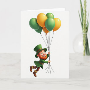 Cartão Divertido do Leprechaun Sortudo