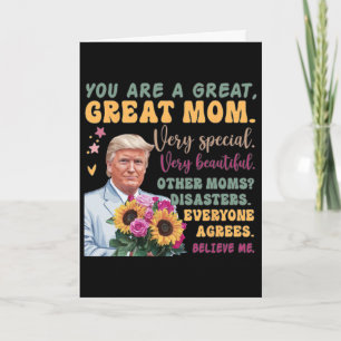 Cartão Divertido Donald Trump Dia das Mães Segure Flor Di