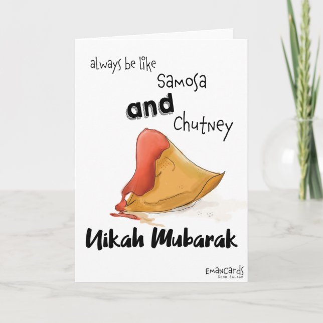 Cartão Divertido e Fofo de Nikah Mubarak (Frente)
